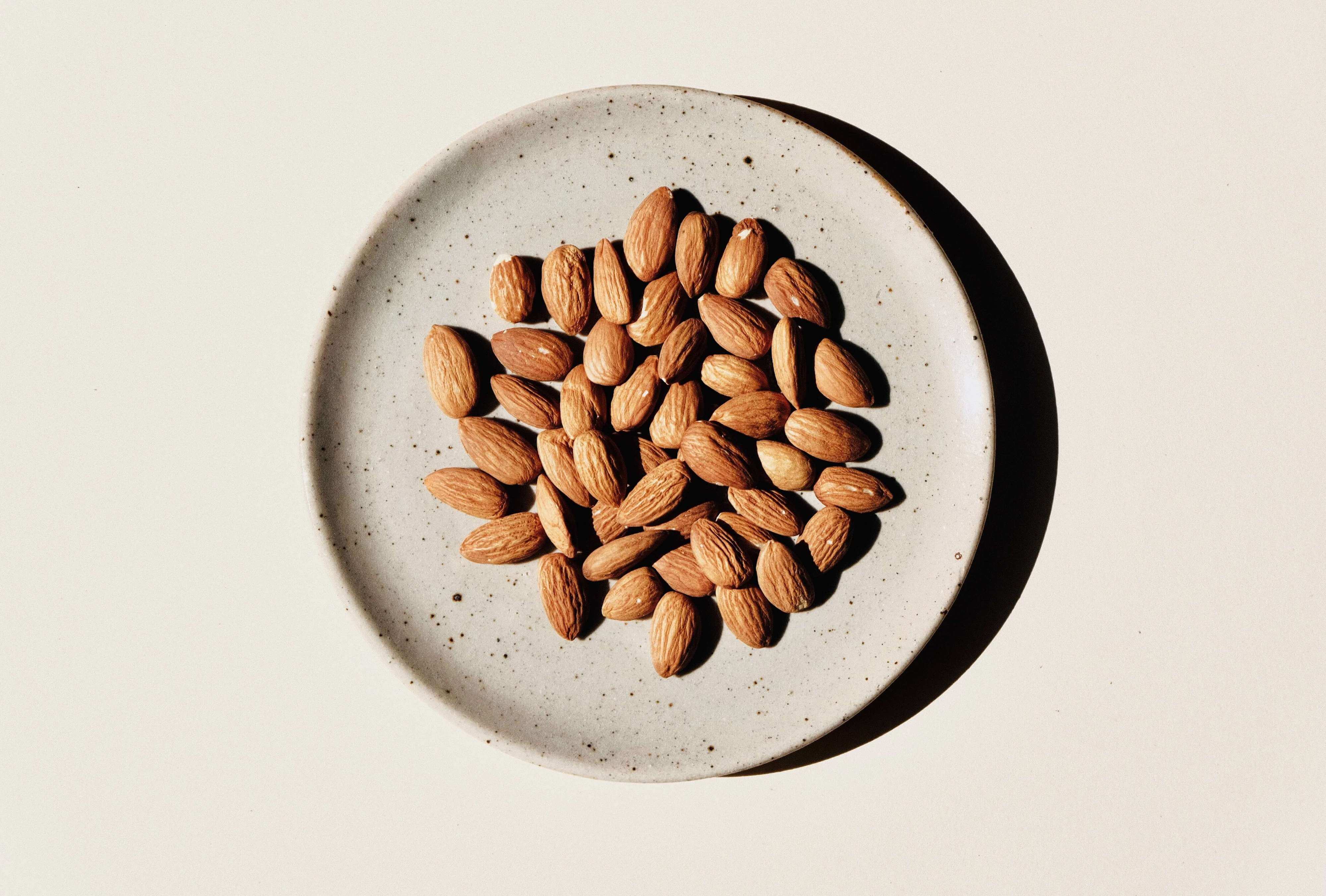 Plate with almonds